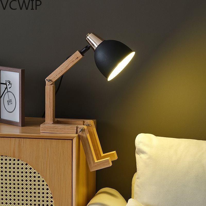 护眼学习阅读台灯可调卧室书桌书房工作简约木leb