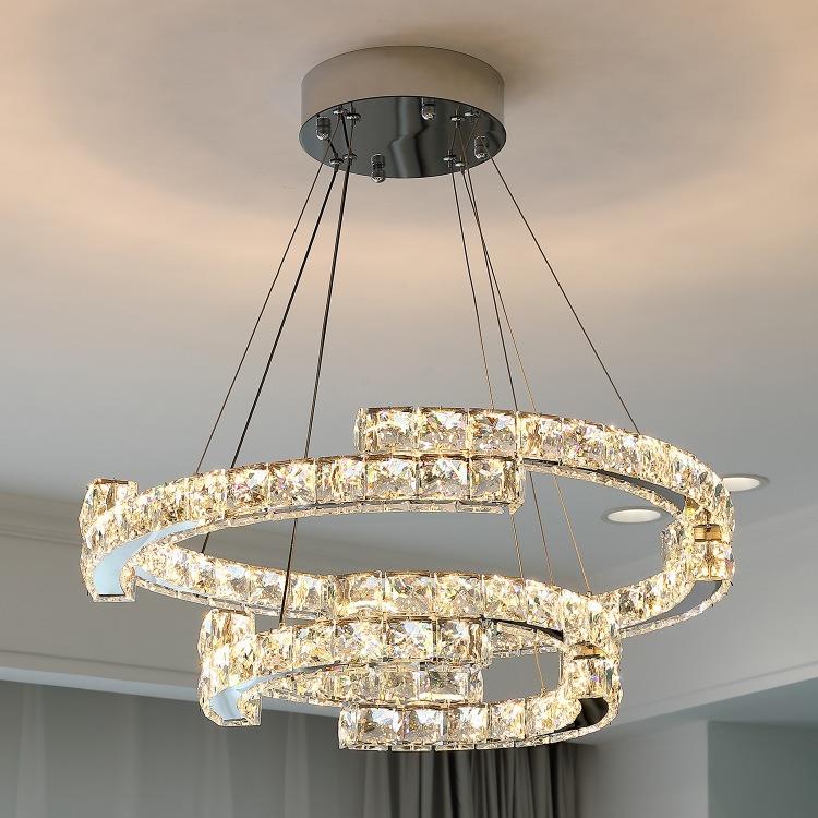 轻奢水晶吊灯客厅灯具简约现代圆形房间卧室灯全屋组合套餐灯具