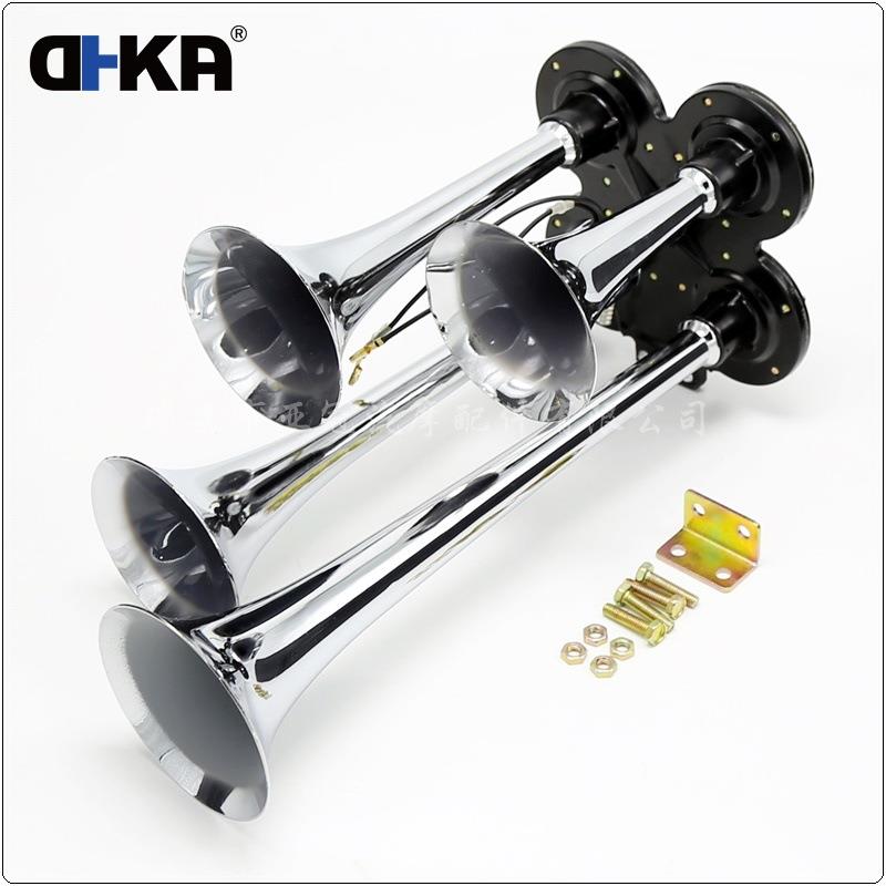 DHKA亚冠-AS034现货12V/24V四管黑色镀铬电控气喇叭卡车货车用
