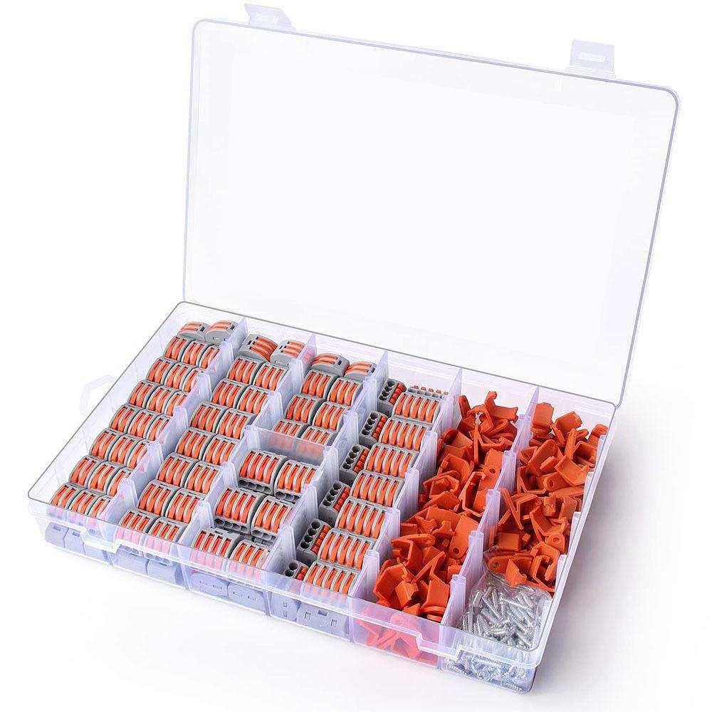 跨境265PCS盒装PCT-212快速接线端子/按压连接器配扣子螺丝
