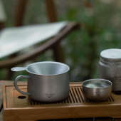 蔻盾户外纯钛分茶器金属公道杯功夫茶具茶滤茶漏便携单人冲泡茶杯