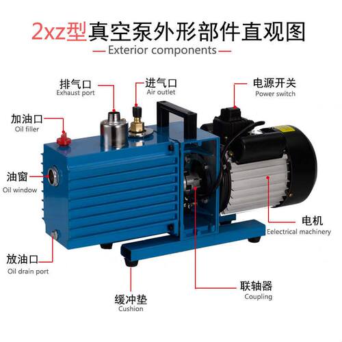 2xz旋片式真空泵2XZ-4型直联工业用油泵双级小型真空泵实验室