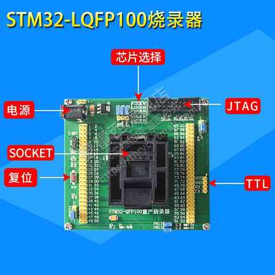 GD32 STM32烧写编程烧录座LQFP48/64/100/144芯片IC单片机下载器