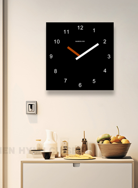 免打孔黑色方形现代简约钟表挂钟客厅2024新款创意时钟挂墙超静音