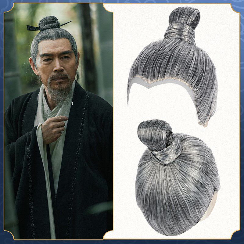新品古装男士假发套影视造型老年花白发套影楼公子透气高温丝80
