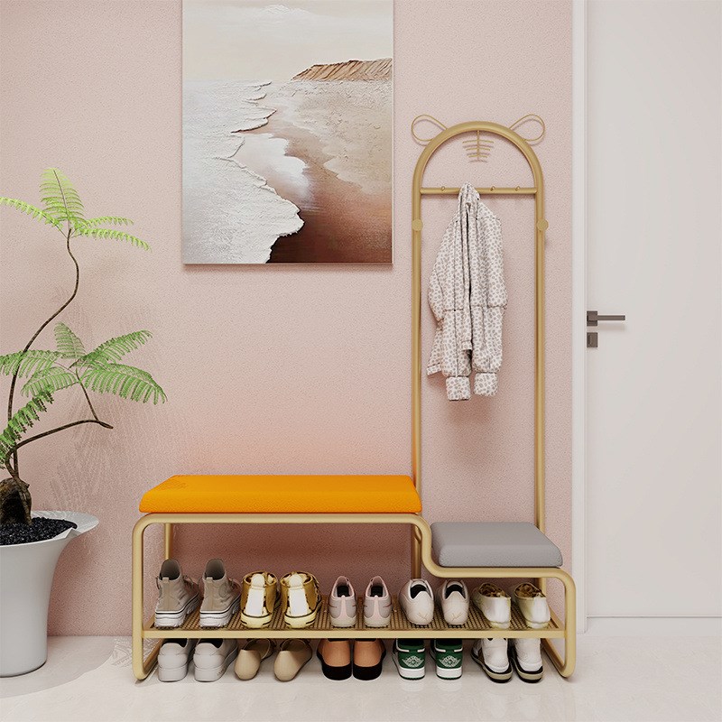 速发口门换鞋凳衣帽架鞋架一体鞋纳门入玄关亲子鞋凳多功能收柜穿