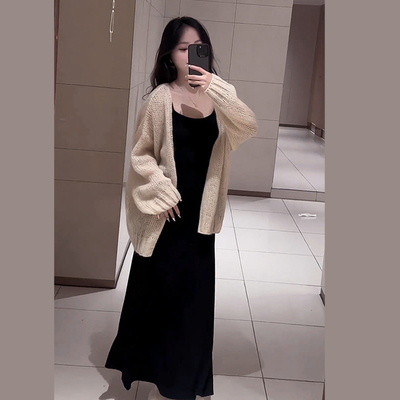 速发吊带连裙裙子2024新款早套系穿搭一整套气质高级感长衣韩装