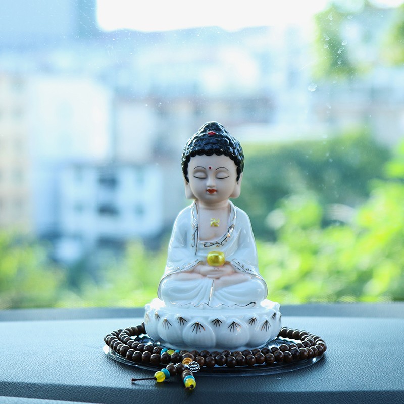 速发创来陶瓷平安佛如意车载装饰品系佛像观音保平安家居玄关饰佛