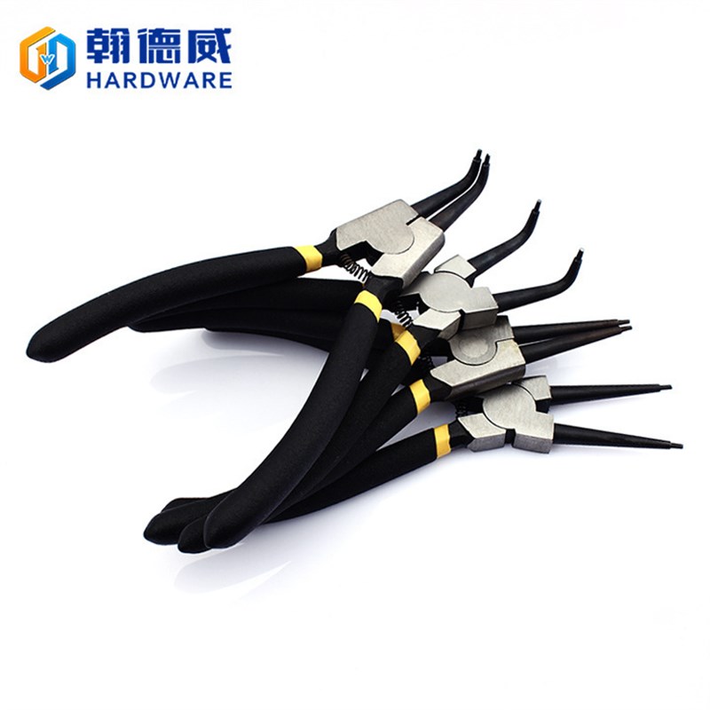 速发7用卡簧钳钳内用外寸卡环子内外卡多功能直头小卡黄钳弯头挡