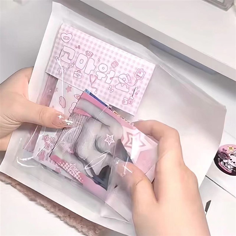 速发风白色透明膜纸袋单透面品包装袋出卡打包小卡明信片礼明袋