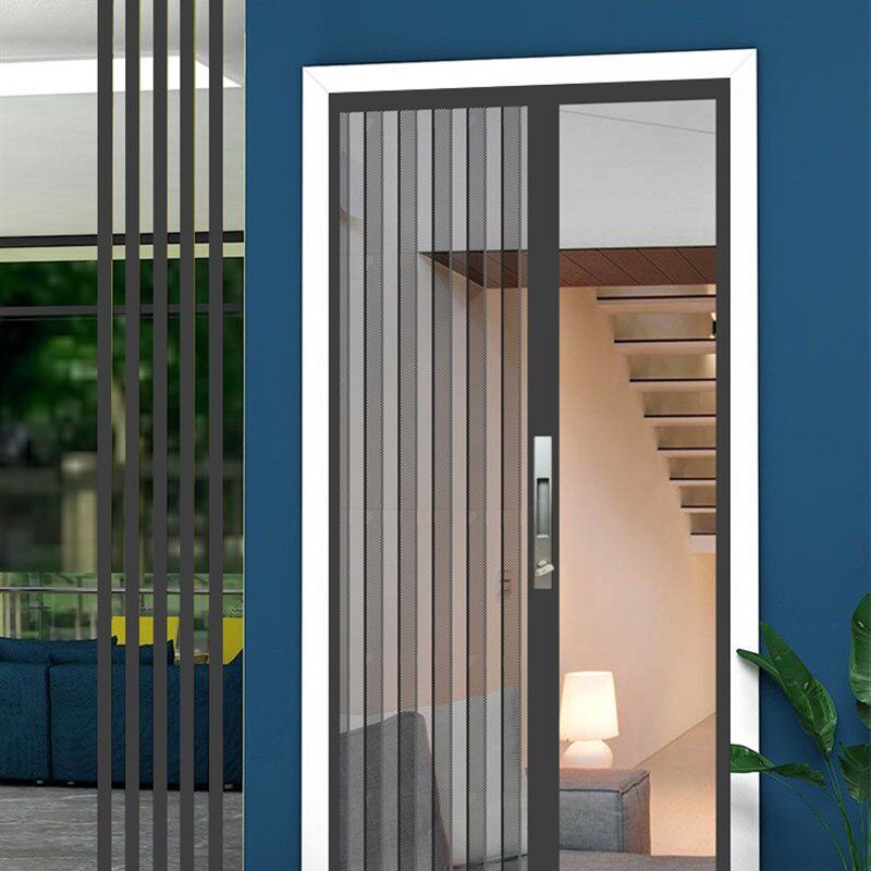 速发金刚网折叠纱门新款防盗带锁猫防拉老鼠纱窗推狗式自