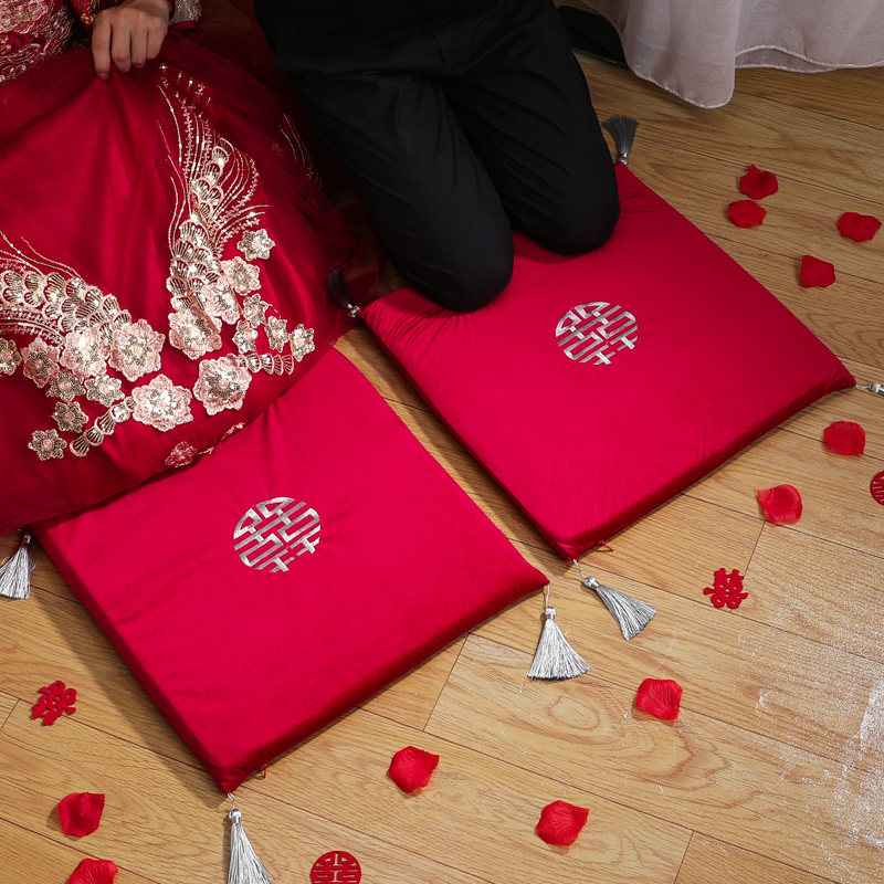 速发垫垫结婚喜福一对坐垫喜字坐垫跪拜垫婚礼高档跪子婚庆用品大