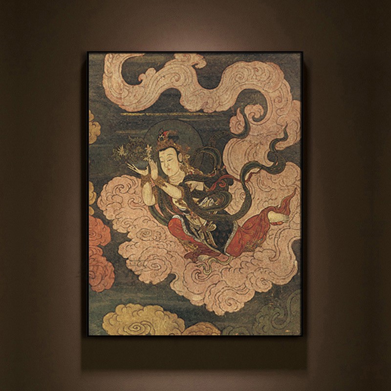 速发法海寺佛挂像画中式古风禅壁装饰画书房茶馆茶室飞天仙明朝意