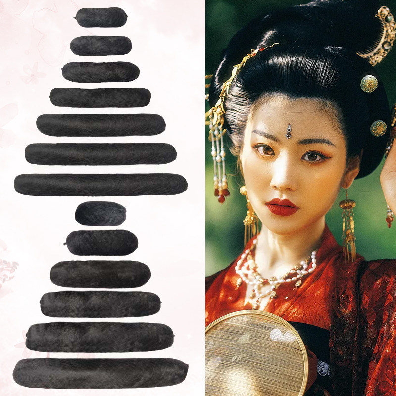 速发圆牛角垫发儿古装假发童服古风全发丝垫发器包汉垫发条软发棒