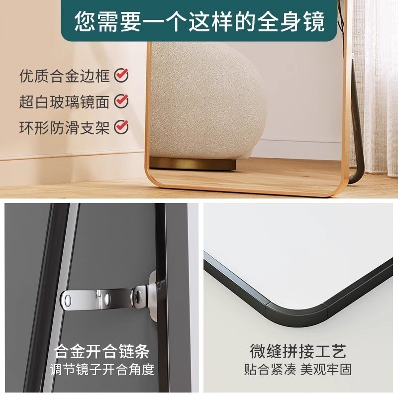 速发全身镜镜子家用穿衣挂生卧室落地镜壁镜试用衣帽间两衣镜风