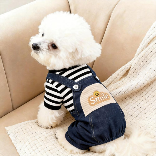 狗狗衣服秋冬款牛仔假两件泰迪比熊雪纳瑞小型幼犬保暖宠物四脚衣