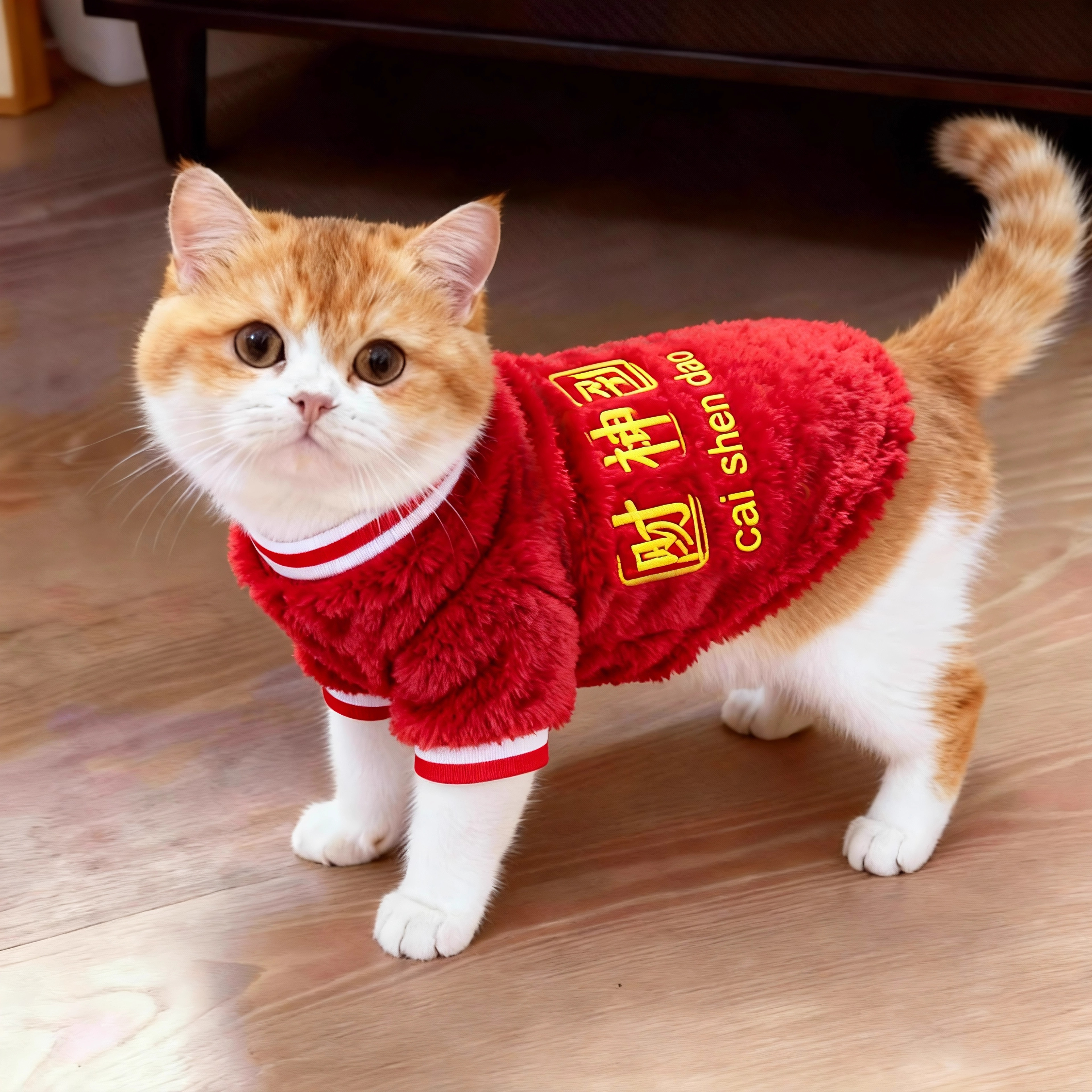 猫咪衣服新年款财神到棉衣秋冬