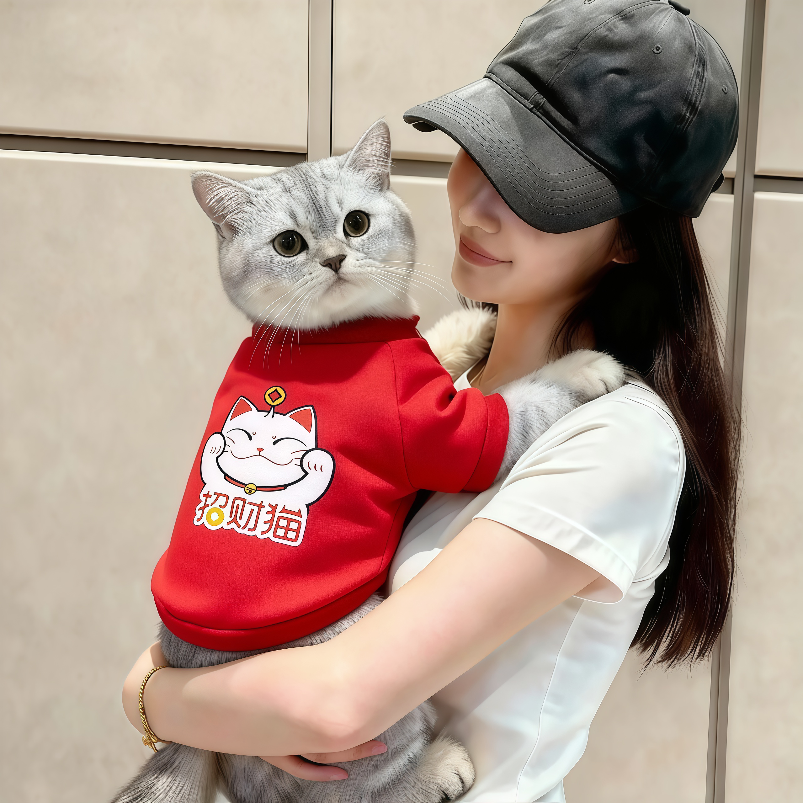 宠物猫咪衣服秋冬装新年喜庆卫衣保暖金渐层布偶英短小狗狗可爱