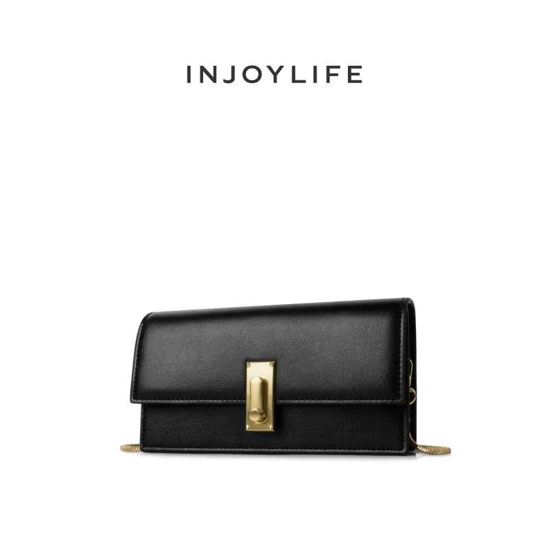 INJOYLIFE链条包女高简约级感金属小方包锁扣单肩包小众斜新品