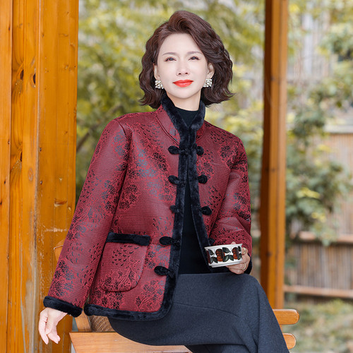 妈妈装棉衣加绒加厚2025老年人冬装女外套洋气奶奶棉袄老太太衣服