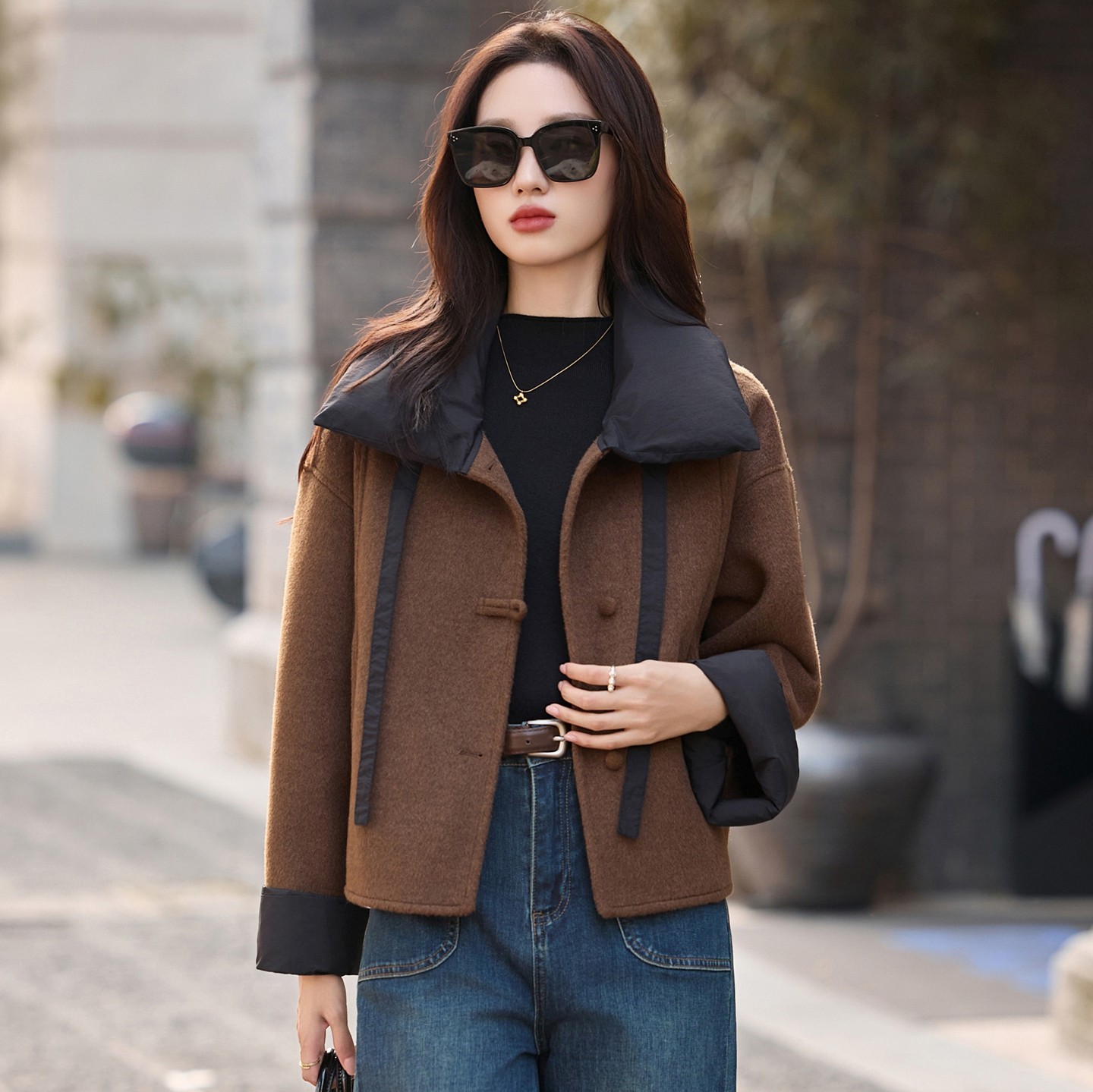 短款毛呢外套女装上衣2025秋冬新款宽松显瘦时尚洋气双面羊毛大衣,女装/女士精品,常规大码外套,淘宝优惠券,粉丝福利购,淘宝优惠卷