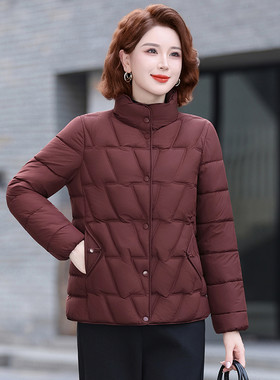 妈妈冬装时尚短款羽绒棉服2025新款中老年女士大码加厚小棉袄外套