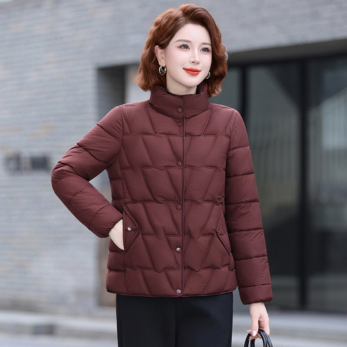 妈妈冬装时尚短款羽绒棉服2025新款中老年女士大码加厚小棉袄外套