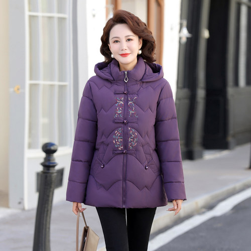 中老年妈妈冬装2025新款外套加绒加厚羽绒棉服时尚大码棉衣棉袄女