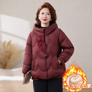 棉衣中老年大码 羽绒棉服2025新款 加厚保暖外套女 短款 中年妈妈冬装