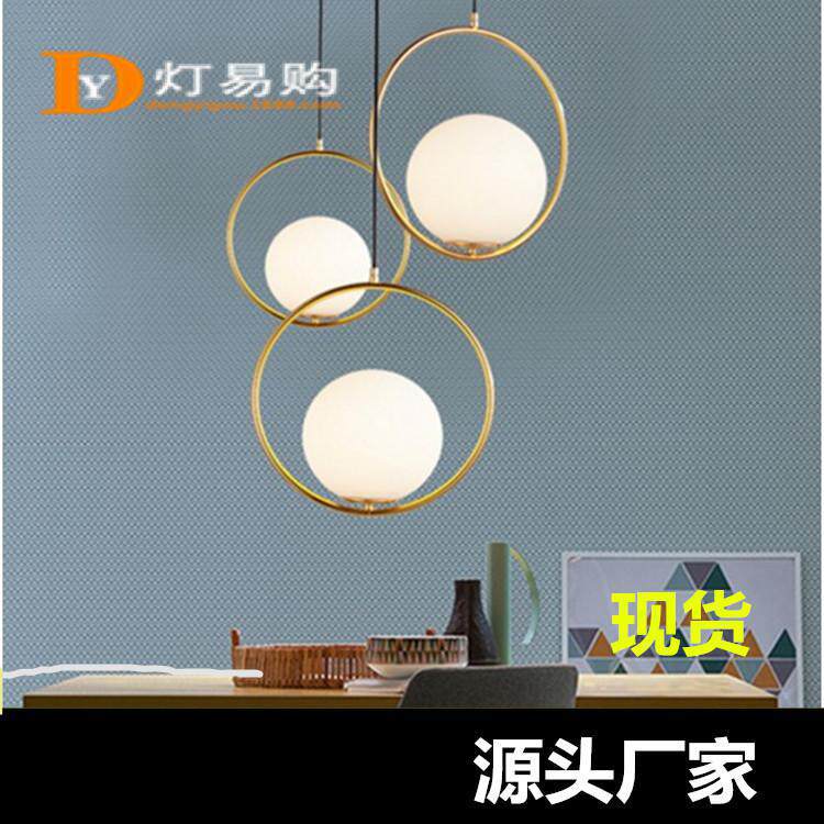 北欧餐厅玄关过道极简金色圆环月球吊灯简约床头衣帽间灯具