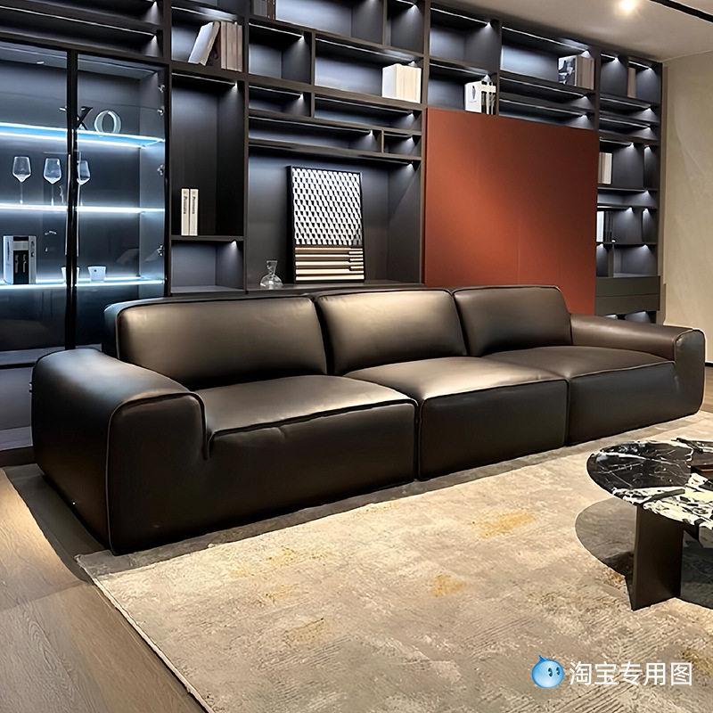 夏图大黑牛沙发全头层牛皮时增客厅别墅直排原版