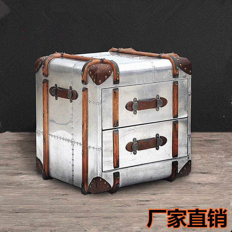 美式复古做旧个性边几loft混搭工业风金属角几太空铝皮别墅床头柜