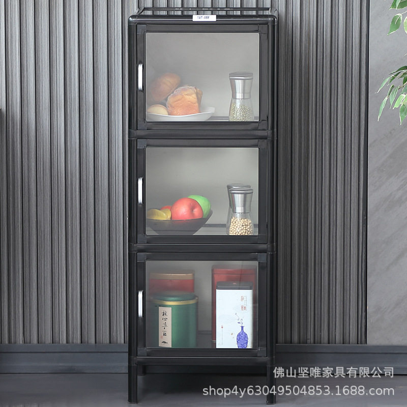 铝合金钢化玻璃餐边收纳柜
