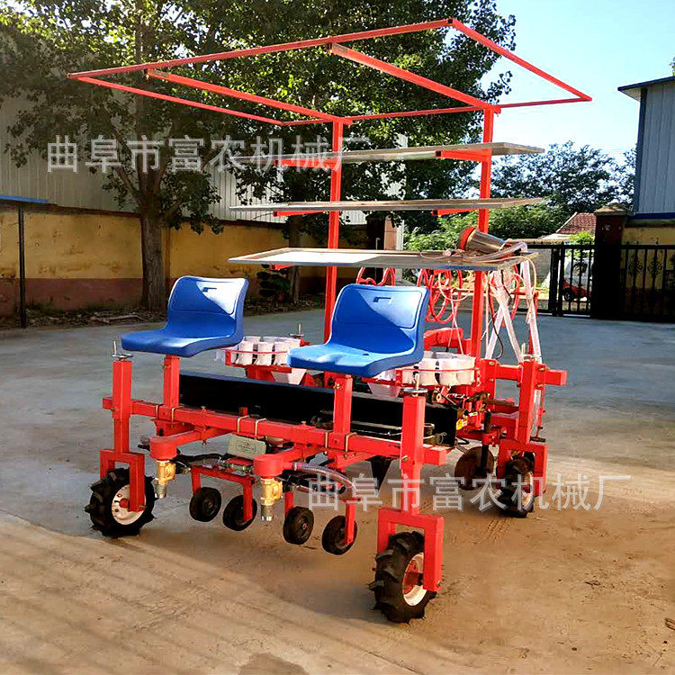 两行牵引式蔬菜苗移栽机 西红柿辣椒栽种机 菜苗插秧机