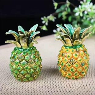 家居摆件镶钻菠萝金属首饰盒小饰品收纳盒菠萝戒指珠宝盒 高档欧式