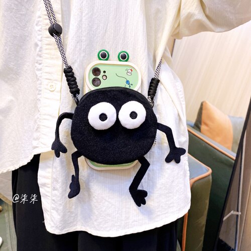 【钱包款背夹】黑煤球手机背夹斜挎手机链不挑型号