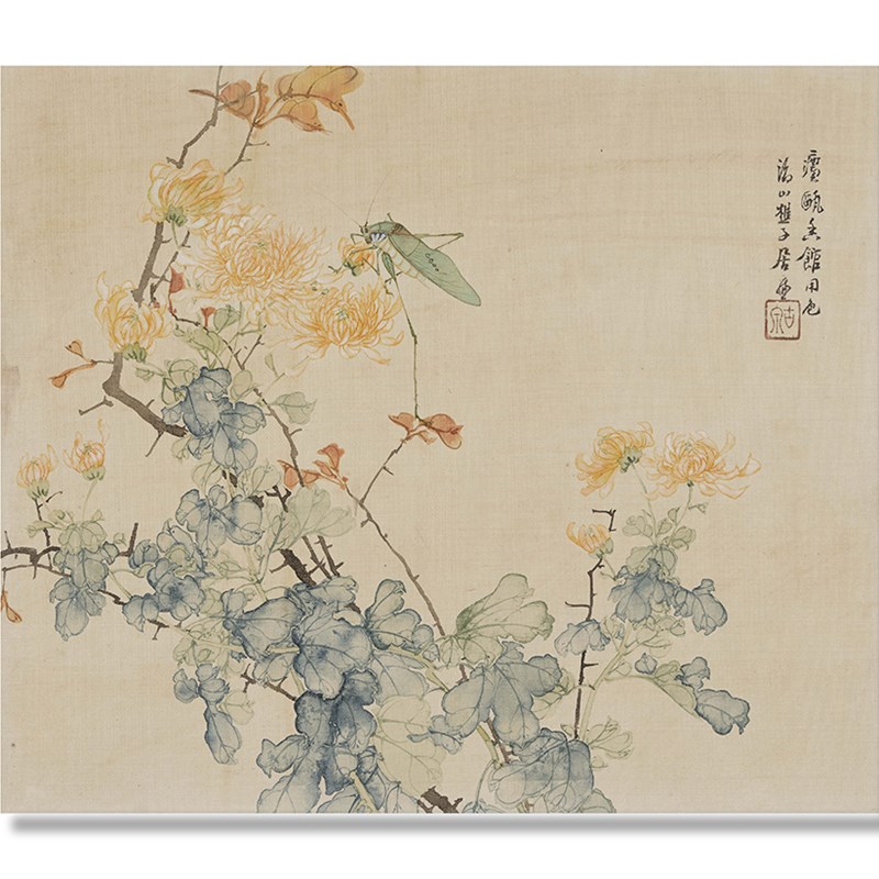 清代居廉花卉草虫四屏国画工笔花鸟画高清微喷临摹底稿画芯装饰画