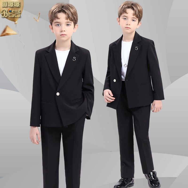 男童西装套装酷帅走秀演出礼服中大童春秋休闲三件套生日花童西服