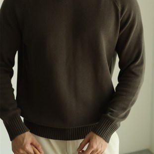 YUXIAN美式 全棉圆领套头复古休闲毛衣保暖秋冬 长绒棉毛衣针织衫