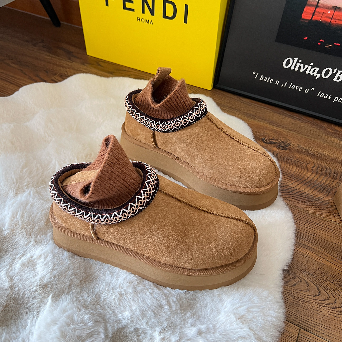 毛线口雪地靴女短筒2025年冬季全羊毛短靴女厚底防滑皮毛一体棉鞋,女鞋,时尚雪地靴,淘宝优惠券,粉丝福利购,淘宝优惠卷