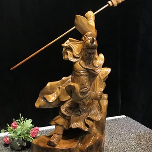 速发根雕厂 香樟木关公关羽关二财爷武神客厅家居店面摆件直