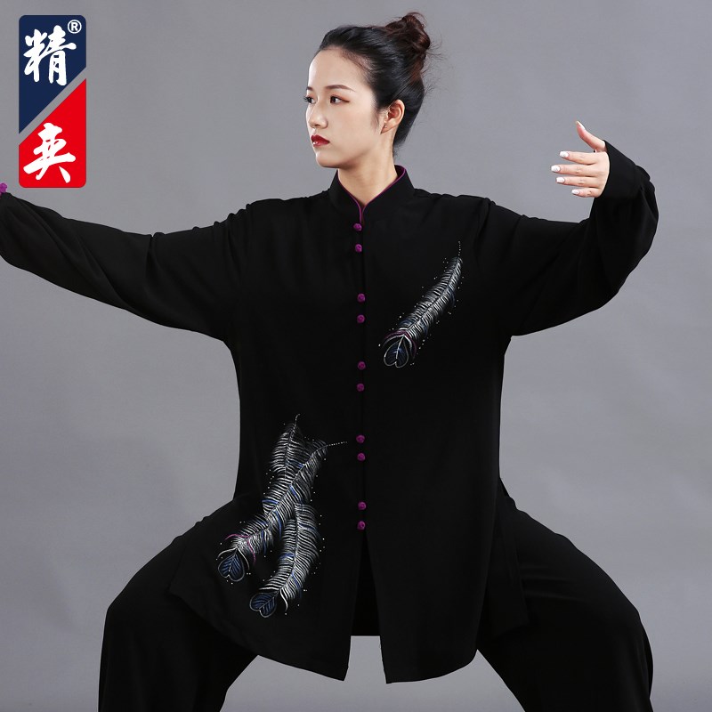 现货速发太极服男新款飘逸手绘凤尾太极拳练功服高端武术表演服春