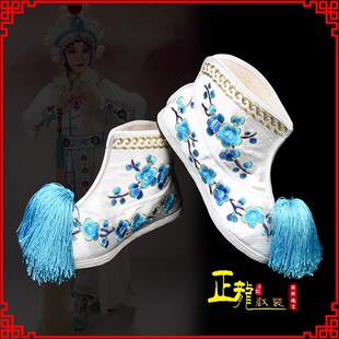 速发正龙鞋装京花戏戏戏曲武旦薄底平底靴绣剧打鞋布底橡胶底梅花