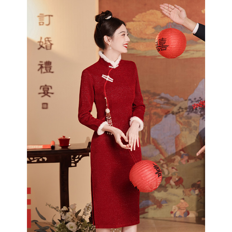 速发新中式小色阁袍敬酒服新娘订礼服/晚装