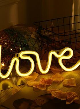 速发字饰造型灯生日表白求婚LO场E霓虹灯礼物节日婚庆V地装母布置