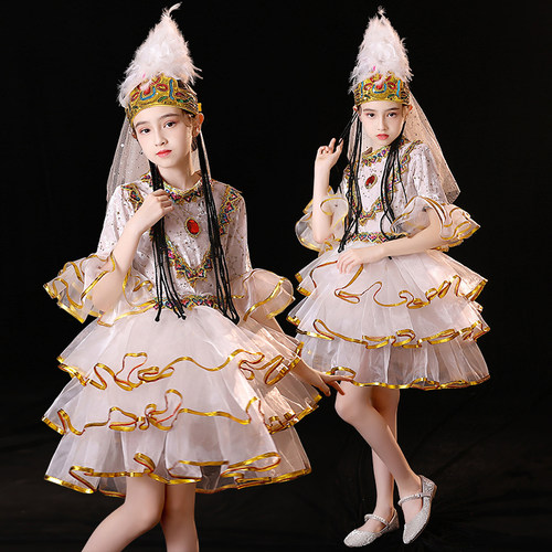 速发新疆舞蹈演出服儿童童新疆族舞饰维吾尔族民服服装维吾族舞蹈