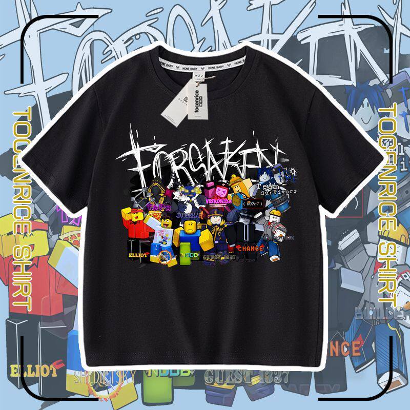 跨境新品forsaken roblox 游戏周边半袖上衣夏装男女儿童短袖夏季