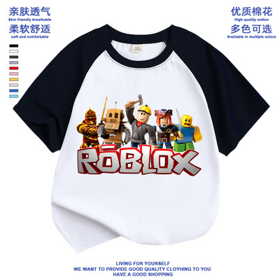 新款夏季短袖ROBLOX印花男女小中儿童圆领T恤休闲宽松上衣服半袖