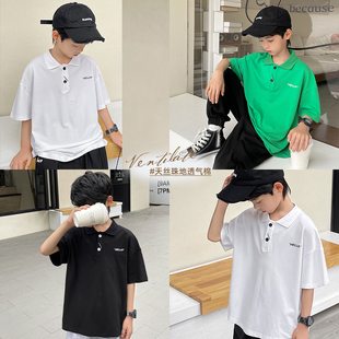 男童短袖T恤polo衫夏季2025新款中大童儿童翻领上衣韩范童装潮牌