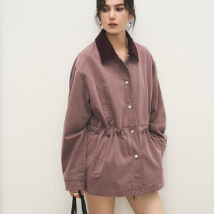 ANTIFORM背构 2025新款复古老钱风纯棉抽绳收腰工装风牛仔夹克女